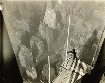 LEWIS W. HINE (1874-1940) Worker on platform (with shadow of tower).